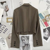Women's Cropped Blazer with Single-Button Closure and Notched Lapels