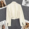 Women's Cropped Blazer with Single-Button Closure and Notched Lapels