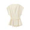 Women's Sleeveless Blazer Vest with a Waist Sash in Black or Beige