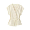 Women's Sleeveless Blazer Vest with a Waist Sash in Black or Beige
