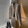 Women's Cropped Tweed Blazer with a Single-Breasted Front