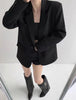 Women's Vintage Style Loose Fit Single Button Blazer with Notched Lapels and Buttoned Long Sleeves