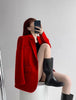 Women's Vintage Style Loose Fit Single Button Blazer with Notched Lapels and Buttoned Long Sleeves