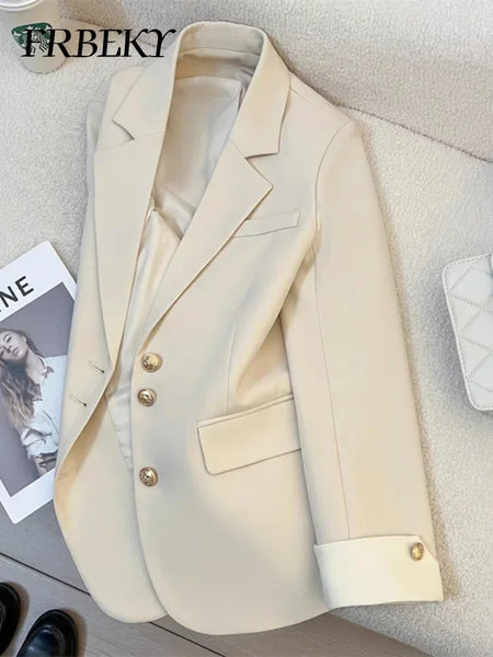 Women's Blazer Korean Spring Autumn Solid Color Suit Leisure Temperament Senior Sense of Suit Streetwear