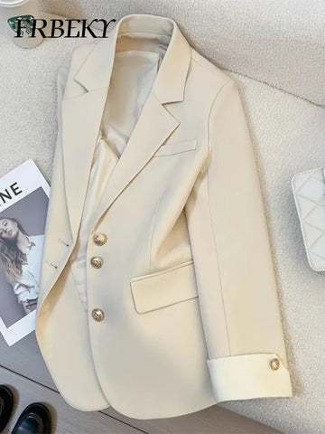 Women's Blazer Korean Spring Autumn Solid Color Suit Leisure Temperament Senior Sense of Suit Streetwear
