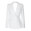Women's Oversized Backless Blazer with Notched Lapels and Long Sleeves