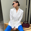 Women's Oversized Backless Blazer with Notched Lapels and Long Sleeves