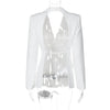 Women's Oversized Backless Blazer with Notched Lapels and Long Sleeves