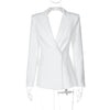 Women's Oversized Backless Blazer with Notched Lapels and Long Sleeves