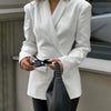 Women's Oversized Backless Blazer with Notched Lapels and Long Sleeves