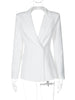 Women's Oversized Backless Blazer with Notched Lapels and Long Sleeves