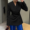 Women's Oversized Backless Blazer with Notched Lapels and Long Sleeves