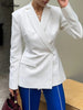 Women's Oversized Backless Blazer with Notched Lapels and Long Sleeves
