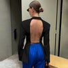 Women's Oversized Backless Blazer with Notched Lapels and Long Sleeves