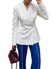 Women's Oversized Backless Blazer with Notched Lapels and Long Sleeves
