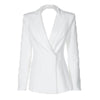 Women's Oversized Backless Blazer with Notched Lapels and Long Sleeves