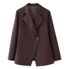 Women's Reddish-Brown Slim-Fit Double-Breasted Blazer with Notched Lapels