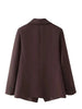Women's Reddish-Brown Slim-Fit Double-Breasted Blazer with Notched Lapels