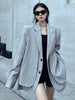Women's Faux Two-Piece Blazer with Shoulder Pads in Black or Gray