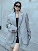 Women's Faux Two-Piece Blazer with Shoulder Pads in Black or Gray