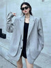 Women's Faux Two-Piece Blazer with Shoulder Pads in Black or Gray