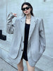 Women's Faux Two-Piece Blazer with Shoulder Pads in Black or Gray