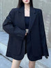 Women's Faux Two-Piece Blazer with Shoulder Pads in Black or Gray