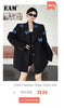 Women's Faux Two-Piece Blazer with Shoulder Pads in Black or Gray