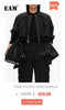Women's Faux Two-Piece Blazer with Shoulder Pads in Black or Gray