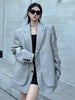 Women's Faux Two-Piece Blazer with Shoulder Pads in Black or Gray