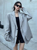 Women's Faux Two-Piece Blazer with Shoulder Pads in Black or Gray