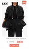 Women's Faux Two-Piece Blazer with Shoulder Pads in Black or Gray