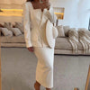 Women's Two-Piece Suit with a Double-Breasted Blazer and a Long Skirt