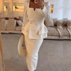 Women's Two-Piece Suit with a Double-Breasted Blazer and a Long Skirt