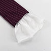 Women's Burgundy Pinstripe Blazer with Notched Lapels and Long Sleeves