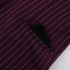 Women's Burgundy Pinstripe Blazer with Notched Lapels and Long Sleeves