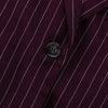 Women's Burgundy Pinstripe Blazer with Notched Lapels and Long Sleeves