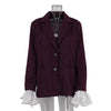 Women's Burgundy Pinstripe Blazer with Notched Lapels and Long Sleeves