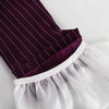 Women's Burgundy Pinstripe Blazer with Notched Lapels and Long Sleeves