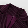 Women's Burgundy Pinstripe Blazer with Notched Lapels and Long Sleeves