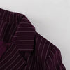 Women's Burgundy Pinstripe Blazer with Notched Lapels and Long Sleeves