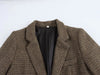 Women's Brown Plaid Single-Breasted Blazer Jacket for Winter
