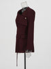 Women's Asymmetrical V-Neck Blazer with Lace-Up Detail in Burgundy or Green
