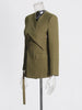 Women's Asymmetrical V-Neck Blazer with Lace-Up Detail in Burgundy or Green