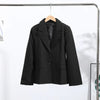 Women's Long-Sleeve Blazer Coat with Shoulder Pads in a Long or Short Fit
