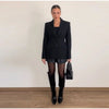 Women's Long-Sleeve Blazer Coat with Shoulder Pads in a Long or Short Fit