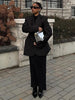 Women's Long-Sleeve Blazer Coat with Shoulder Pads in a Long or Short Fit