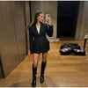 Women's Long-Sleeve Blazer Coat with Shoulder Pads in a Long or Short Fit