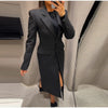 Women's Long-Sleeve Blazer Coat with Shoulder Pads in a Long or Short Fit