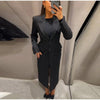 Women's Long-Sleeve Blazer Coat with Shoulder Pads in a Long or Short Fit